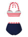 [Pre-Sale] Red & Blue 1940s Striped Bow Bikini Set