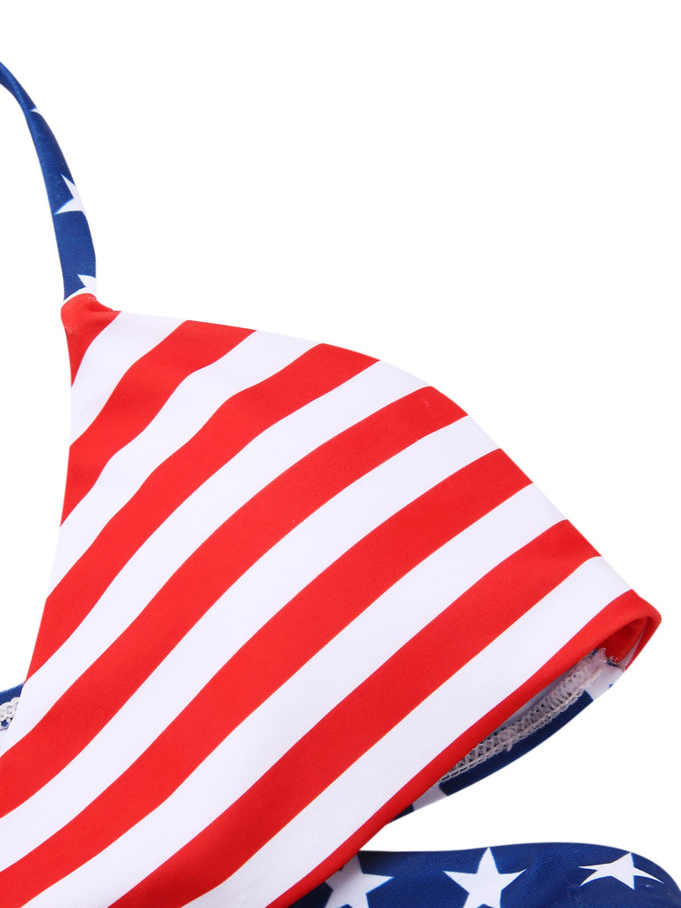 [Pre-Sale] 1960s Flag Stripes Lace-up Bikini Set