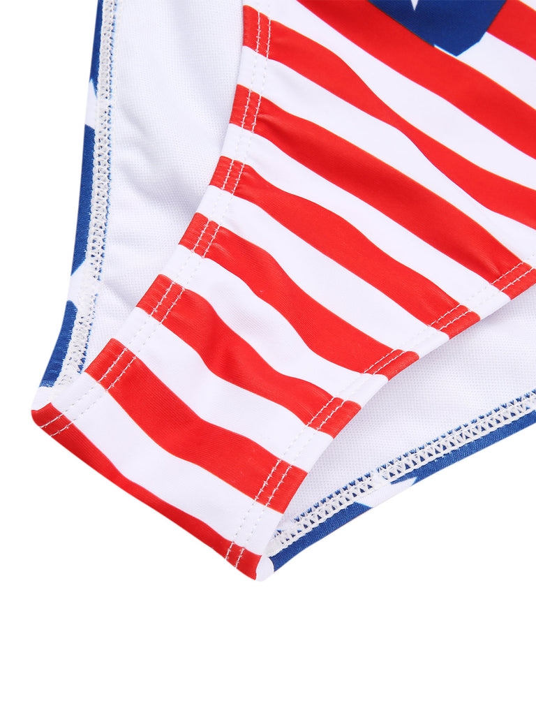 [Pre-Sale] 1960s Flag Stripes Lace-up Bikini Set