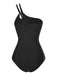 [Pre-Sale] Black 1960s One-Shoulder Colorblock Cut-Out Swimsuit