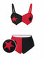 [Pre-Sale] Black 1960s Geometric Suspender Bikini Set