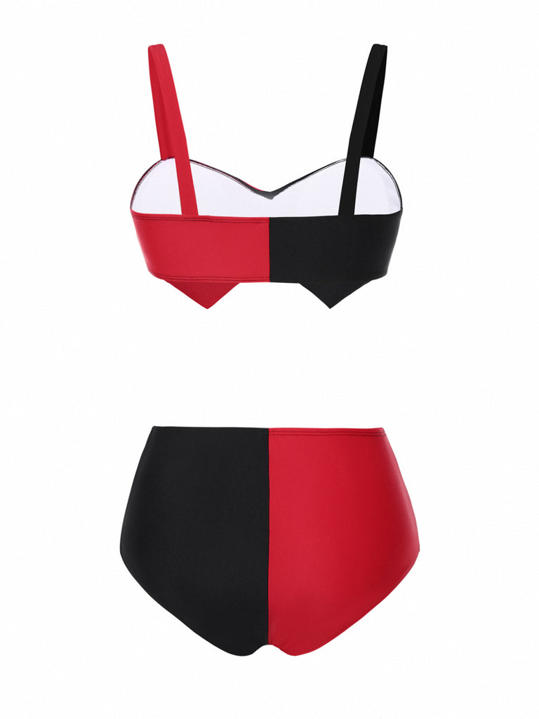 [Pre-Sale] Black 1960s Geometric Suspender Bikini Set