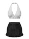 [Pre-Sale] White & Black 1940s Polka Dot Ruffled Skirt Swimsuit