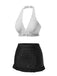 [Pre-Sale] White & Black 1940s Polka Dot Ruffled Skirt Swimsuit