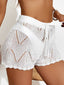 1960s Solid Lace-Up Hollow Crochet Shorts