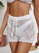 1960s Solid Lace-Up Hollow Crochet Shorts