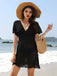 1960s Solid Deep V-Neck Crochet Cover-Up