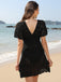 1960s Solid Deep V-Neck Crochet Cover-Up