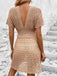 1960s Solid Deep V-Neck Crochet Cover-Up