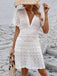 1960s Solid Deep V-Neck Crochet Cover-Up