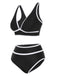 1950s Contrast Trim High Waist Bikini Set