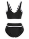 1950s Contrast Trim High Waist Bikini Set