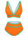 1950s Contrast Trim High Waist Bikini Set