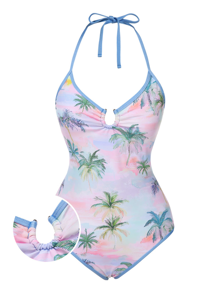 [Pre-Sale] 1970s Halter Hawaiian Coconut Trees Swimsuit