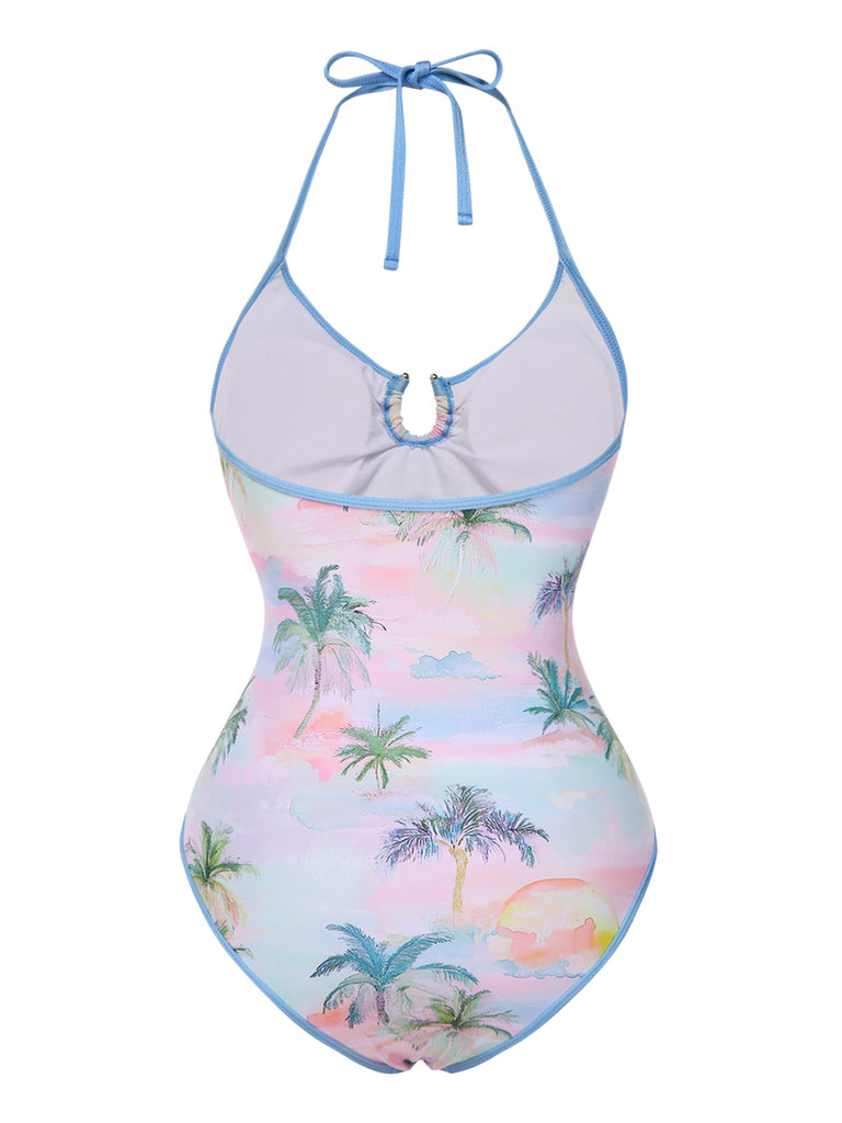 [Pre-Sale] 1970s Halter Hawaiian Coconut Trees Swimsuit