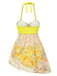 [Pre-Sale] Yellow 1960s Halter Patchwork Floral Swimsuit