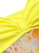 [Pre-Sale] Yellow 1960s Halter Patchwork Floral Swimsuit