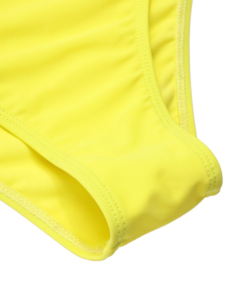 [Pre-Sale] Yellow 1960s Halter Patchwork Floral Swimsuit