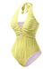 1950s Halter Hollow U-Ring Textured Swimsuit