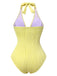 1950s Halter Hollow U-Ring Textured Swimsuit