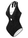 1950s Halter Hollow U-Ring Textured Swimsuit