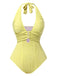 1950s Halter Hollow U-Ring Textured Swimsuit