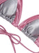 1970s Halter Metallic Colorblock Ruffles Bikini