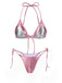 1970s Halter Metallic Colorblock Ruffles Bikini