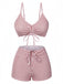 1930s Drawstring Straps Vertical Stripe Boxer Bikini