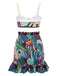 3PCS Green 1950s Floral Ruffles Skirt Swimsuit