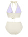 1950s Deep V-Neck Textured Seashell Halter Swimsuit