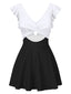 1930s Solid Ruffles Cut-Out Patchwork Swimdress