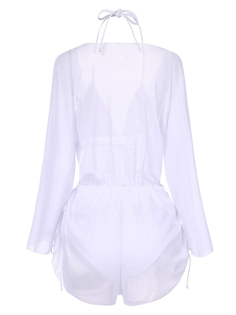 1970s Halter Solid Bikini Set & Cover Up