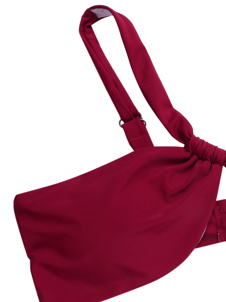 [Pre-Sale] 1970s One Shoulder Colorblock Bikini Set