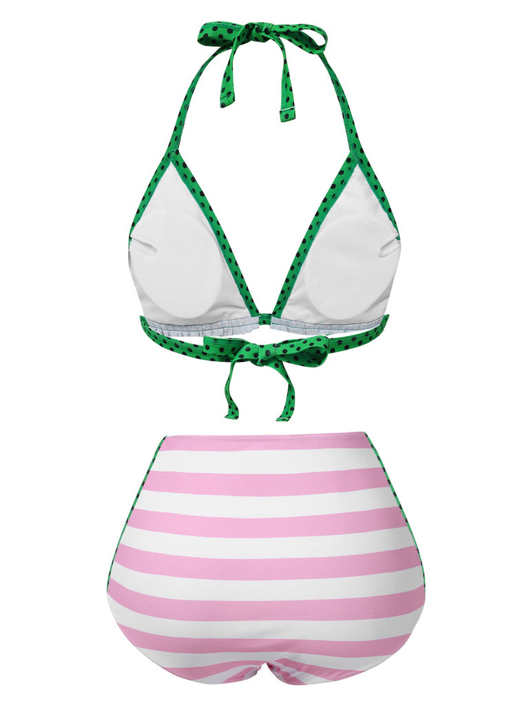 [Pre-Sale] Pink 1950s Stars & Stripes Halter Swimsuit
