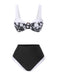 [Pre-Sale] Black 1940s Hepburn Silhouette Floral Bikini Set