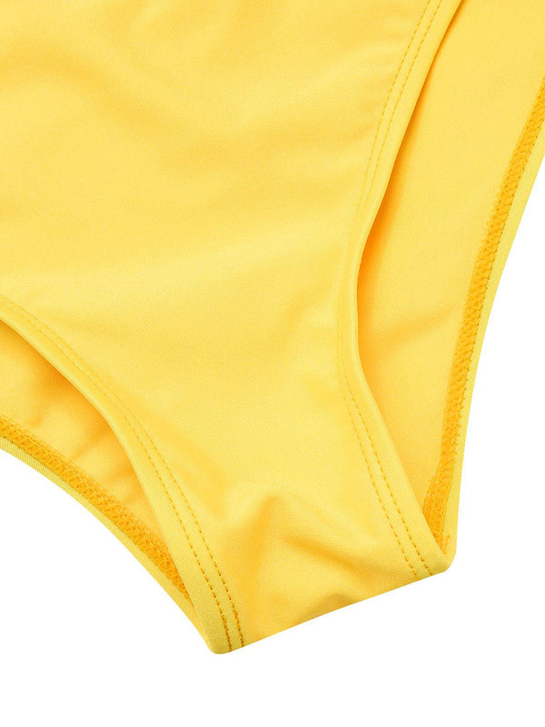 [Pre-Sale] Yellow & Orange 1960s Colorblock Halter Bikini Set