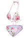 [Pre-Sale] Pink 1960s Lace-Up Halter Rose Bikini Set