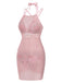 [Pre-Sale] 2PCS Pink 1940s Rose Bikini Set & Knitted Cover Up
