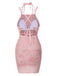 [Pre-Sale] 2PCS Pink 1940s Rose Bikini Set & Knitted Cover Up
