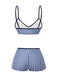 [Pre-Sale] Blue 1930s Rose Gingham Plaid Straps Swimsuit