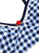 [Pre-Sale] Blue 1930s Rose Gingham Plaid Straps Swimsuit