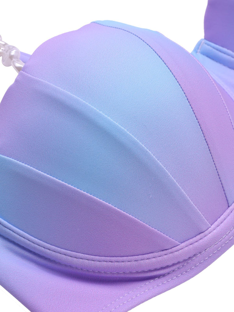 1960s Pearl-Strap Shell Ombre Bikini Set