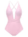 2PCS 1940s Deep-V One-Piece Swimsuit & Lace Cover-Up