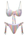 Multicolor 1960s Gradient Pearl Mermaid Bikini Set