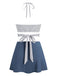 1940s Vertical Stripes Lace-Up Bikini Set