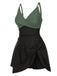 1940s Solid Ruffle Patchwork Twist Swimdress