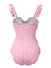 Pink 1950s Geometric Ruffled One-Piece Swimsuit