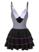1940s Stripe Patchwork Layered Hem Swim Dress