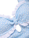 Blue 1940s Ditsy Floral Ruffles One-Piece Swimsuit